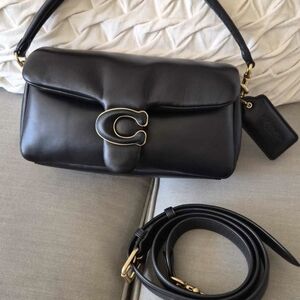 Coach Black Leather Tabby Shoulder Bag with Gold Hardware